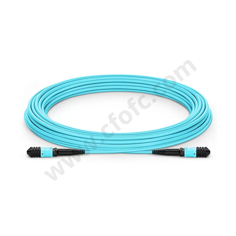 MPO-24 (Female) to MPO-24 (Female) OM3 Multimode Trunk Cable 24 Fibers LSZH Aqua