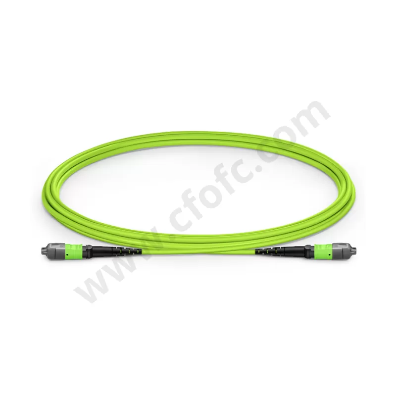 MTP-12 (Female) to MTP-12 (Female) OM5 Multimode Trunk Cable 12 Fibers OFNR OFNP Lime Green