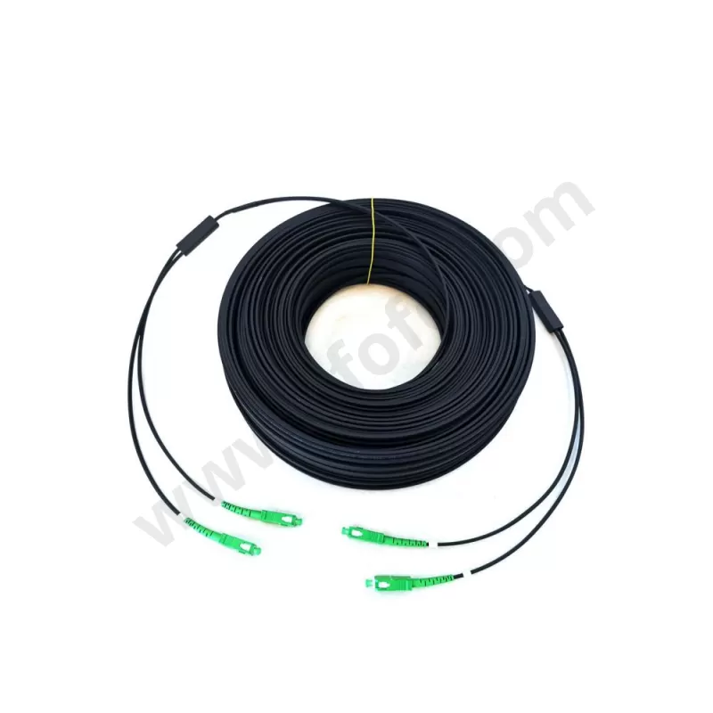 Outdoor FTTH Drop Fiber Optical Patch Cord SC/APC SC/APC 2 Core Breakout Cable